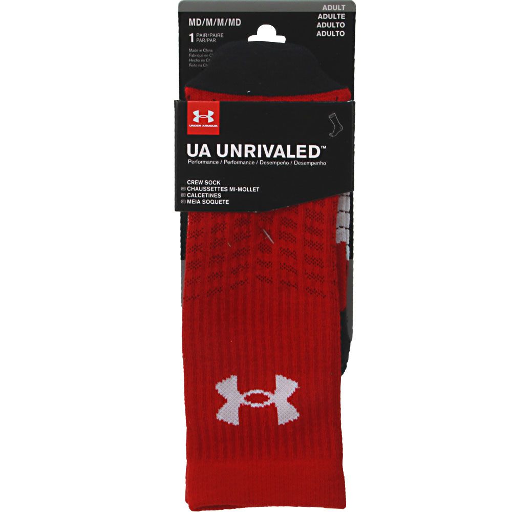 Under Armour Unrivaled Crew Socks Red View 2