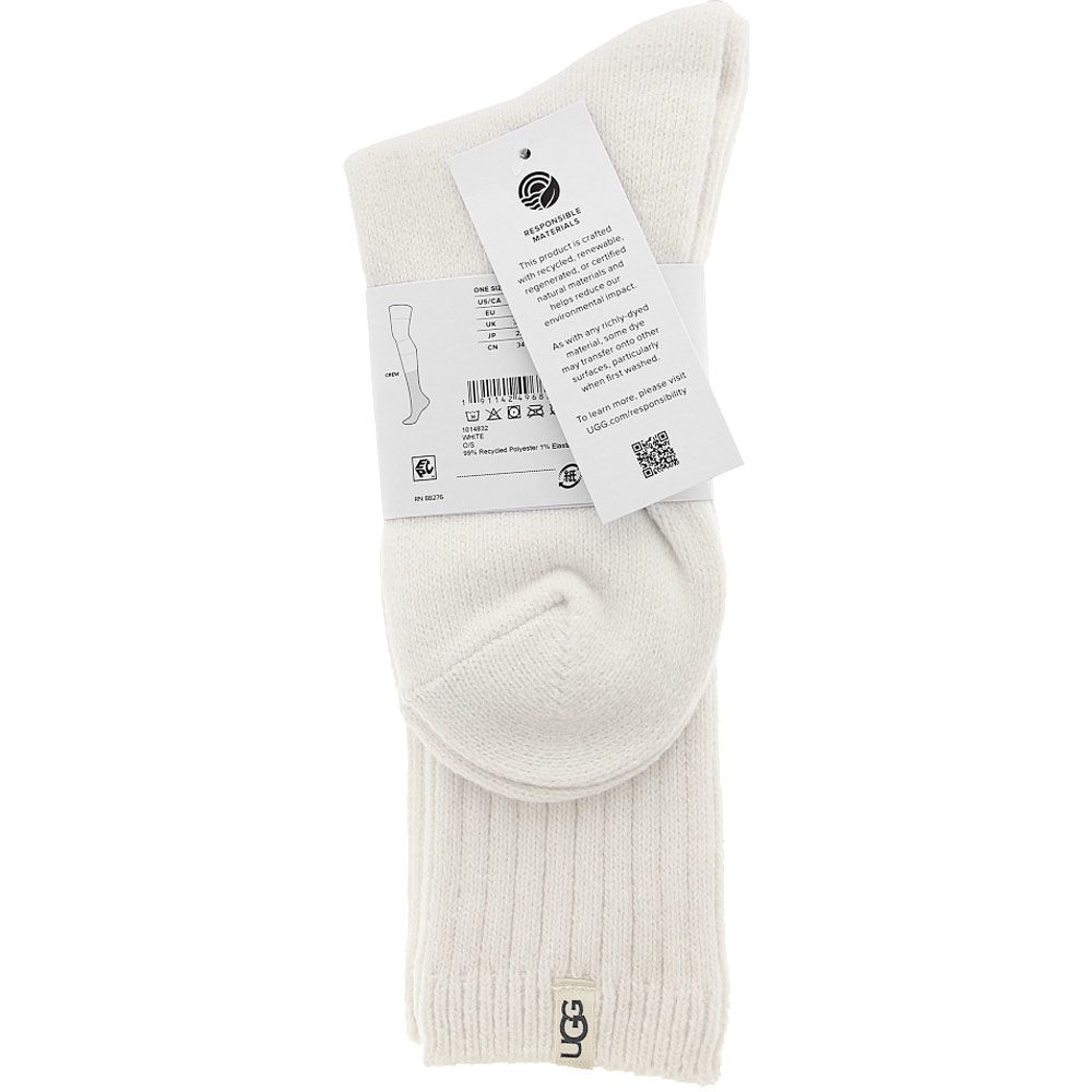 UGG® Rib Knit Crew Socks White View 3