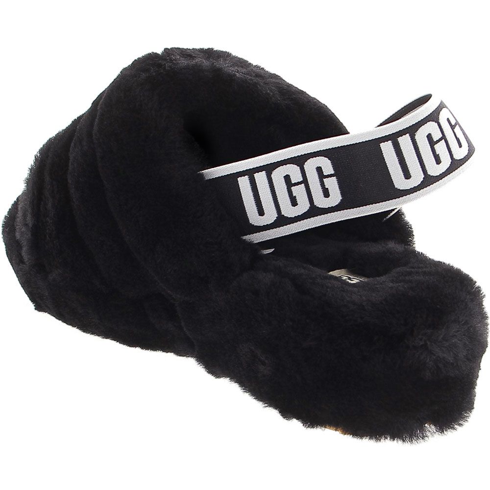 UGG Fluff Yeah Slide Slippers - Womens Black Back View
