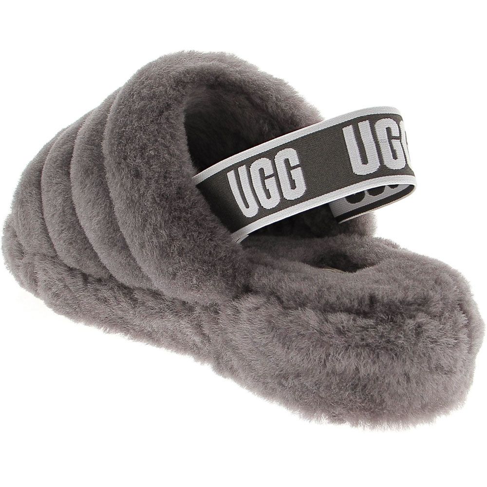 UGG® Fluff Yeah Slide Slippers - Womens Charcoal Back View
