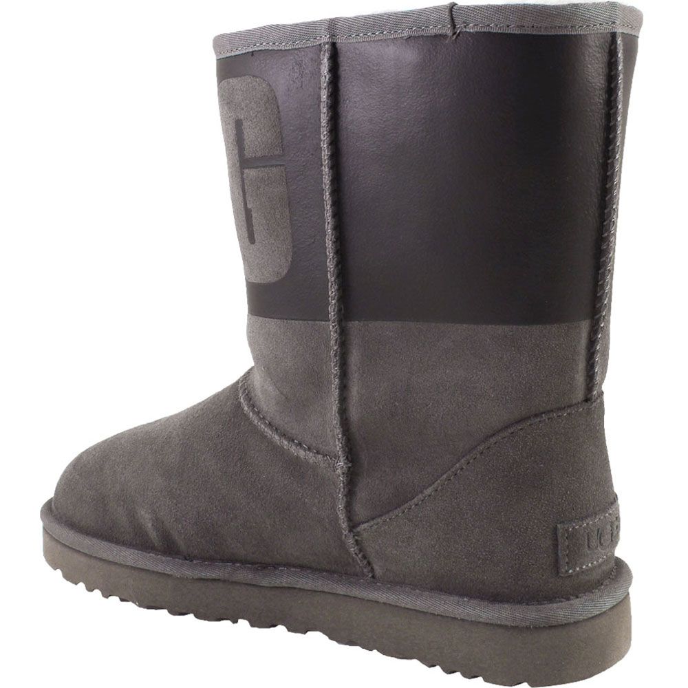 UGG® Classic Short Rubber Comfort Winter Boots - Womens Grey Black Back View