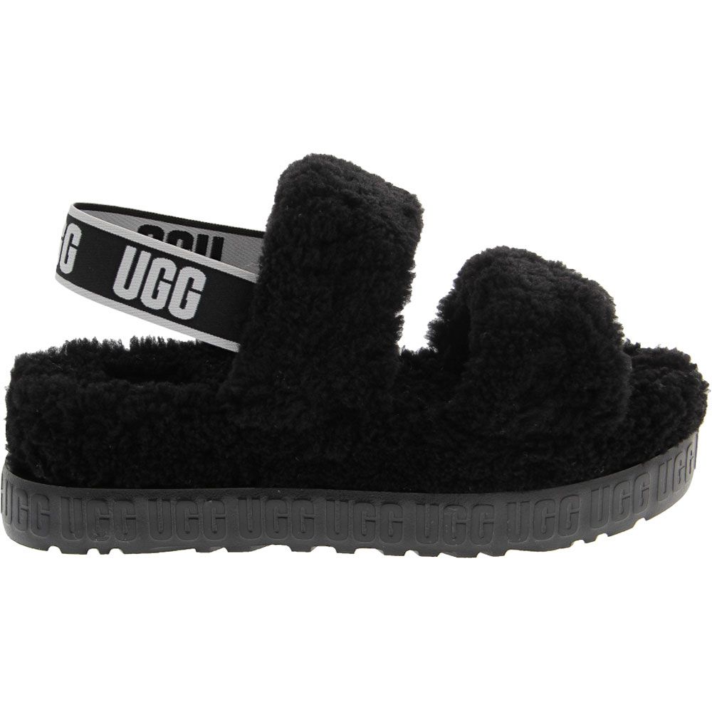 UGG Oh Fluffita Slippers - Womens Black Side View