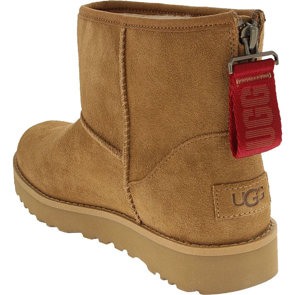 UGG® Classic Mini Logo Zip Winter Boots - Womens Chestnut Back View