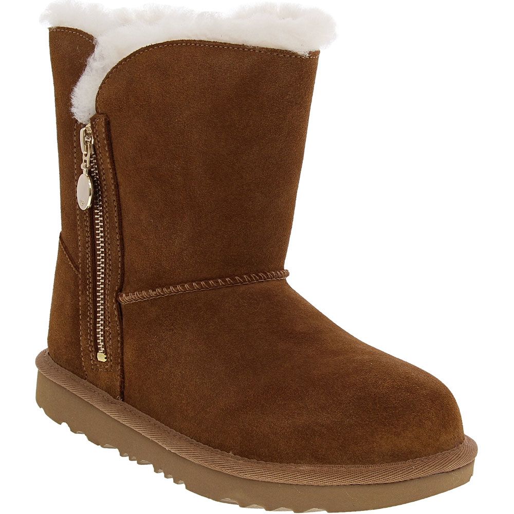 UGG Bailey Zip Short Comfort Winter Boots - Girls Chestnut