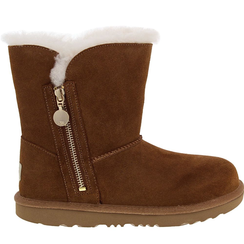 UGG Bailey Zip Short Comfort Winter Boots - Girls Chestnut Side View