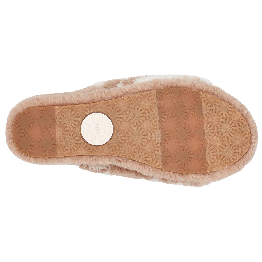 UGG® Fluff Yeah Slide Cow Print Slippers - Womens Brown White Cow Print Sole View