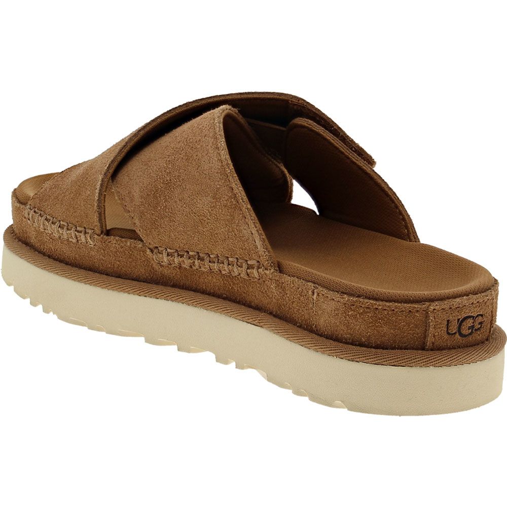 UGG® Goldenstar Cross Slide Sandals - Womens Chestnut Back View