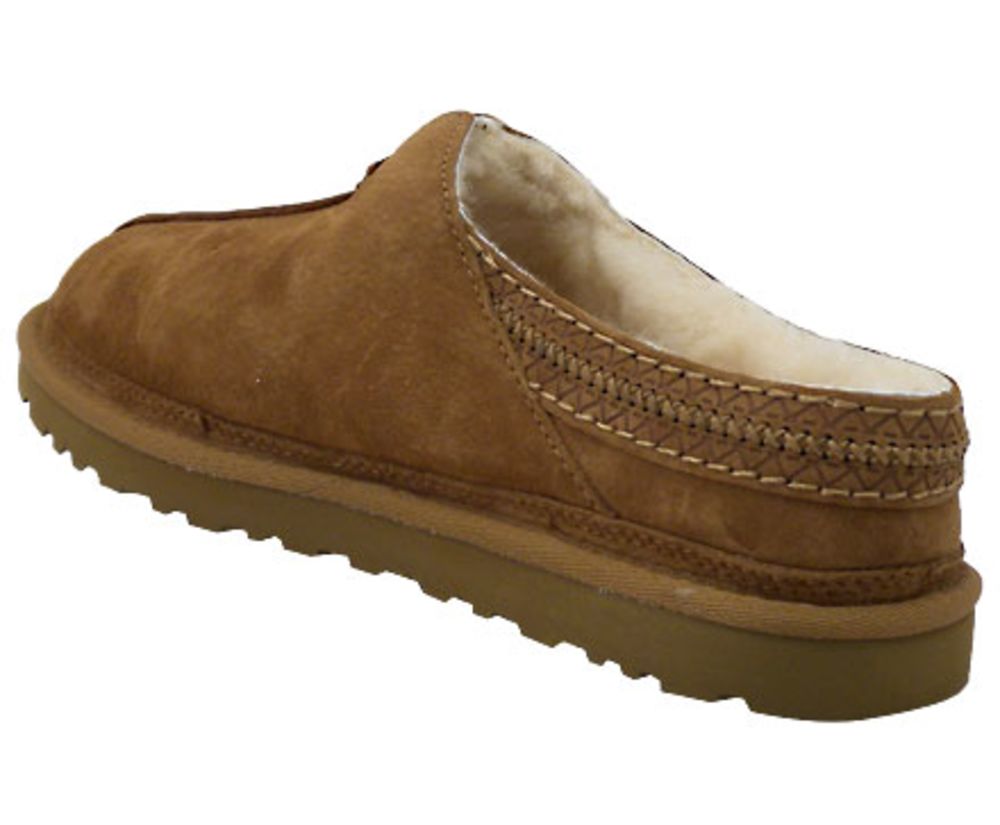 UGG® Neuman Sheepskin Slipper Shoes - Mens Chestnut Back View