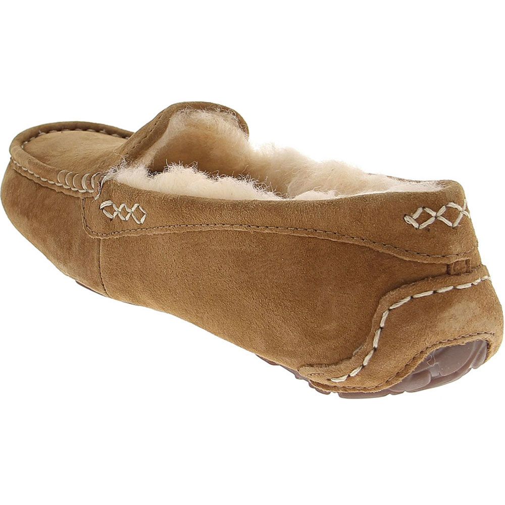 UGG® Ansley Sheepskin Moccasin Slippers - Womens Chestnut Brown Back View