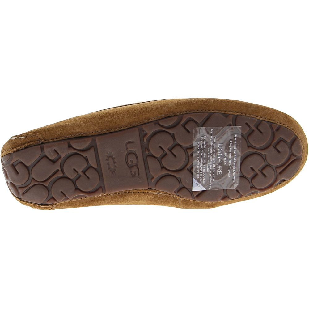 UGG® Ansley Sheepskin Moccasin Slippers - Womens Chestnut Brown Sole View