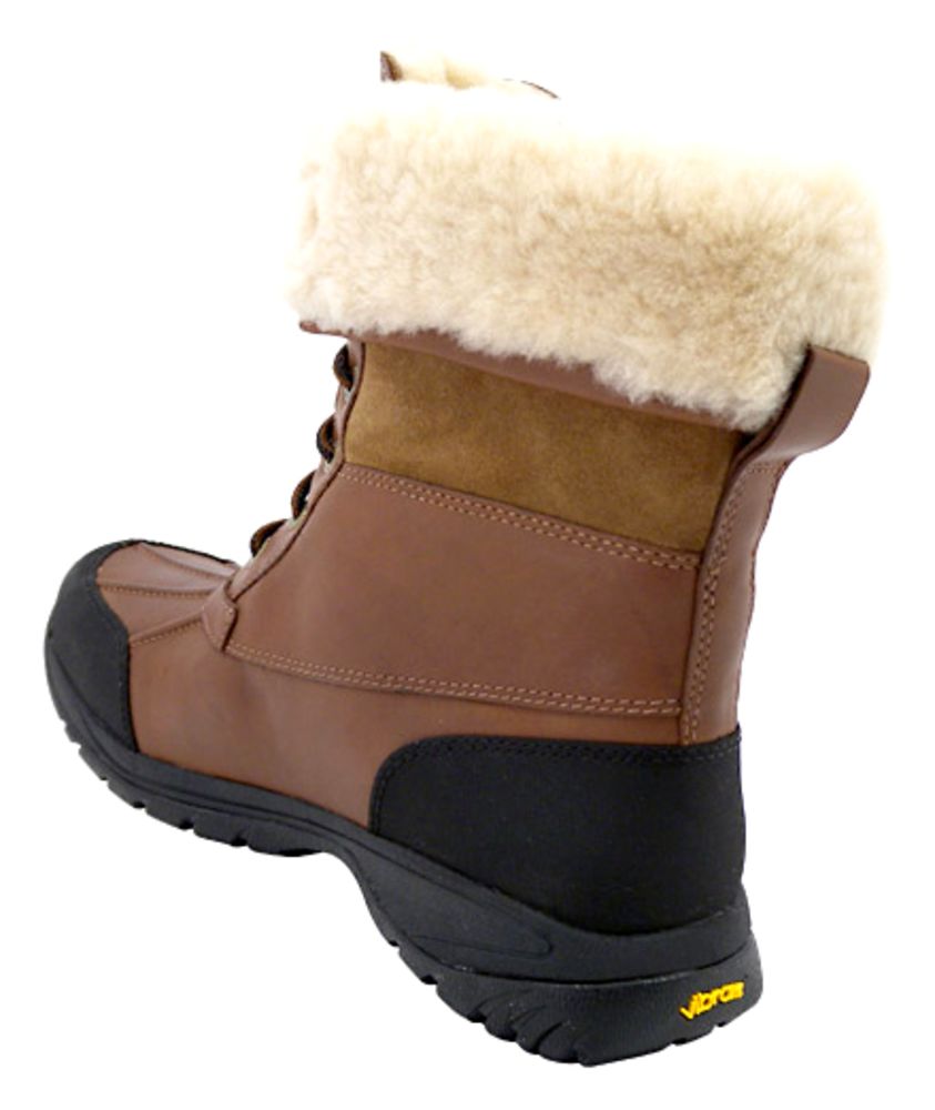 UGG® Butte Worchester Sheepskin Winter Boots - Mens Brown Back View