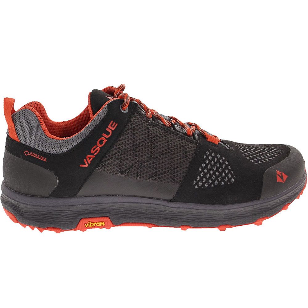 Vasque Breeze Lt Low GoreTex Hiking Shoes - Mens Anthracite Red Clay Black Side View