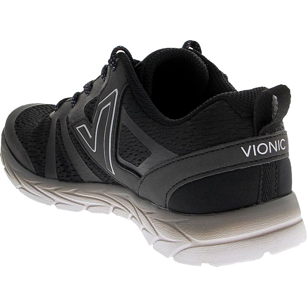 Vionic 335 Miles Walking Shoes - Womens Black White Back View