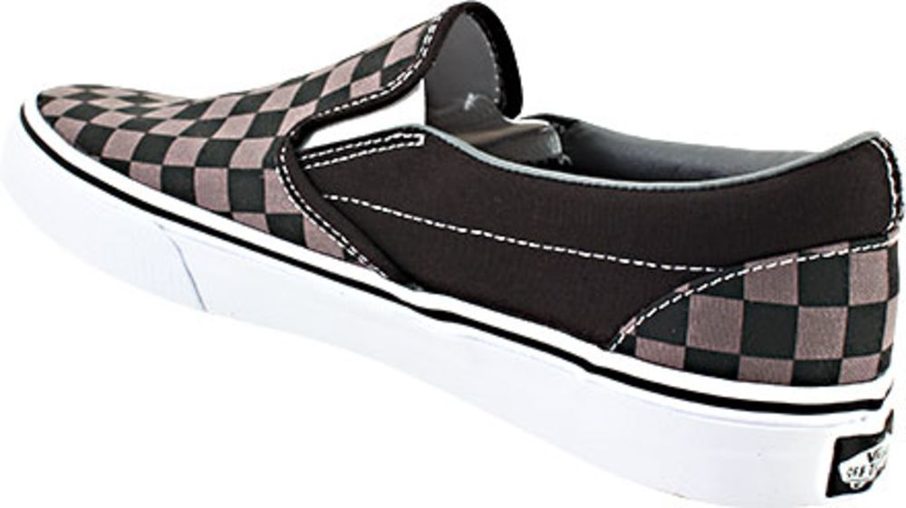 Vans Checkerboard Skate Shoes - Mens Black Grey Back View