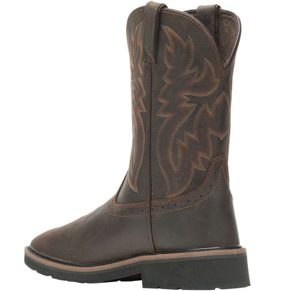 Wolverine 10702 Rancher Sq Toe Safety Toe Work Boots - Mens Dark Brown Back View