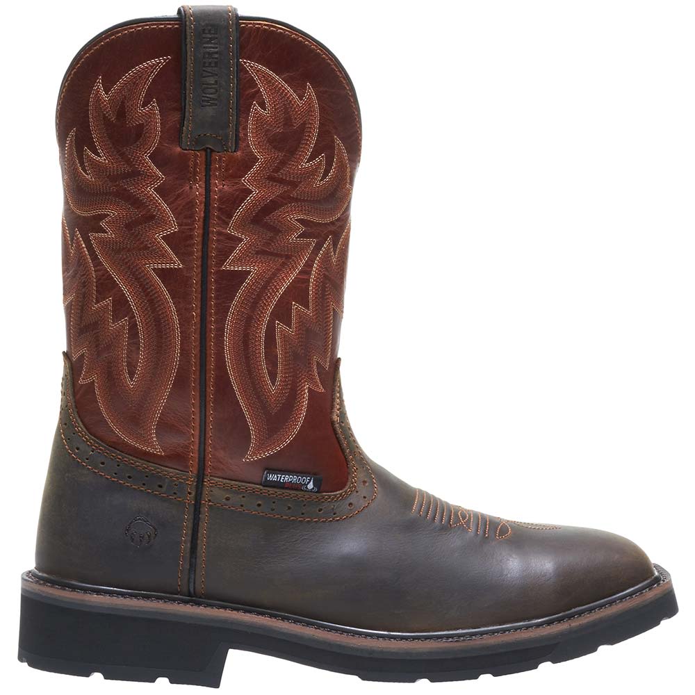 Wolverine 10764 Safety Toe Work Boots - Mens Rust Brown Side View