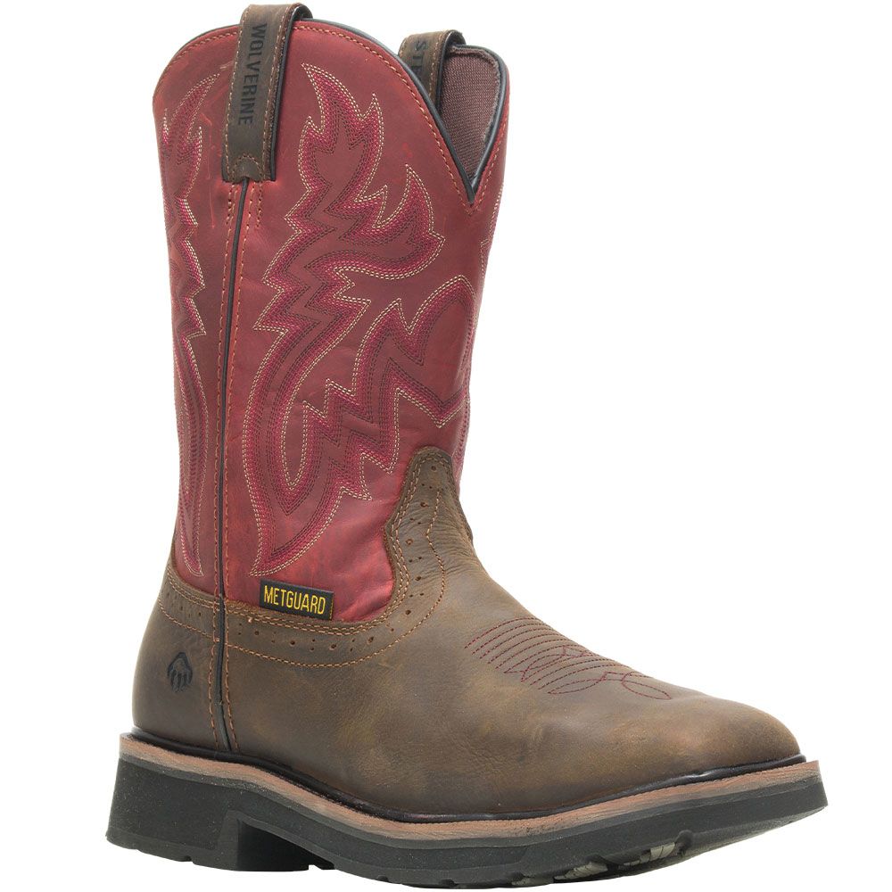 Wolverine 10929 Rancher ST Metguard Safety Toe Work Boots - Mens Brown Red