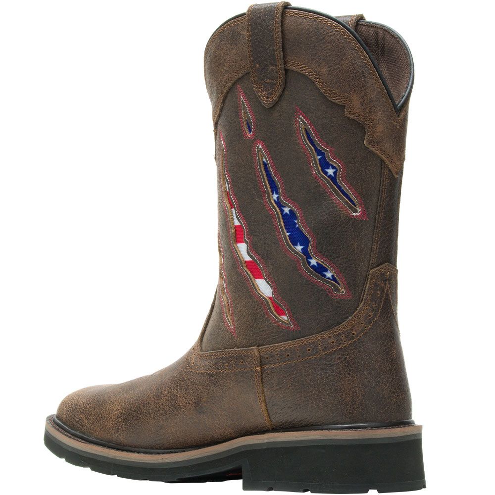 Wolverine 200138 Rancher Claw Non-Safety Toe Work Boots - Mens Brown Flag Back View