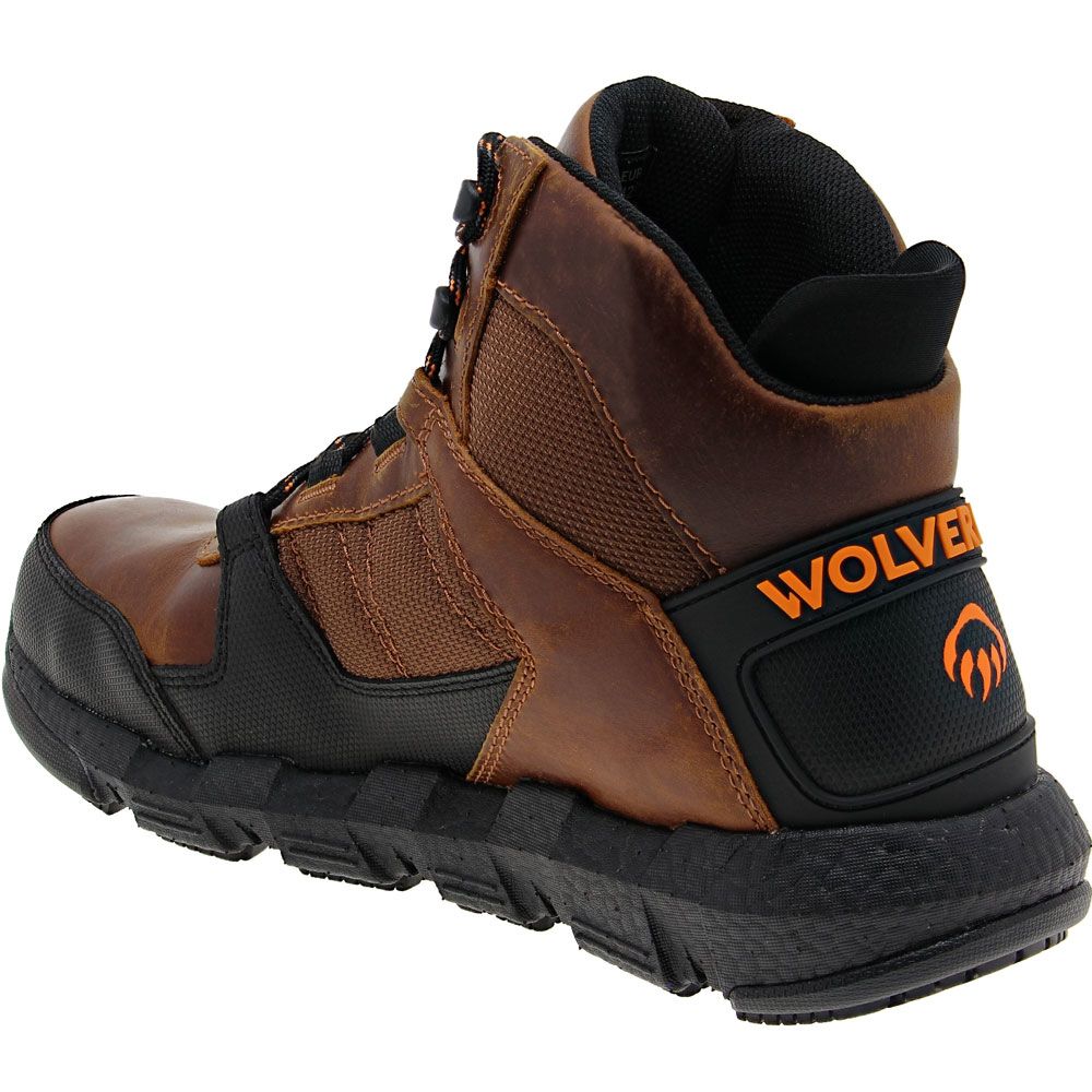 Wolverine Rev Ultraspring Mid Composite Toe Work Boots - Mens Tobacco Brown Back View