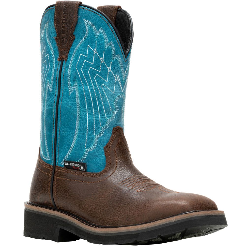 Wolverine 231112 Rancher Eagle WP Safety Toe Work Boots - Womens Brown Teal