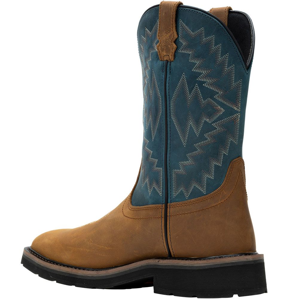 Wolverine 241050 Rancher Arrow ST Safety Toe Work Boots - Mens Brown Blue Back View