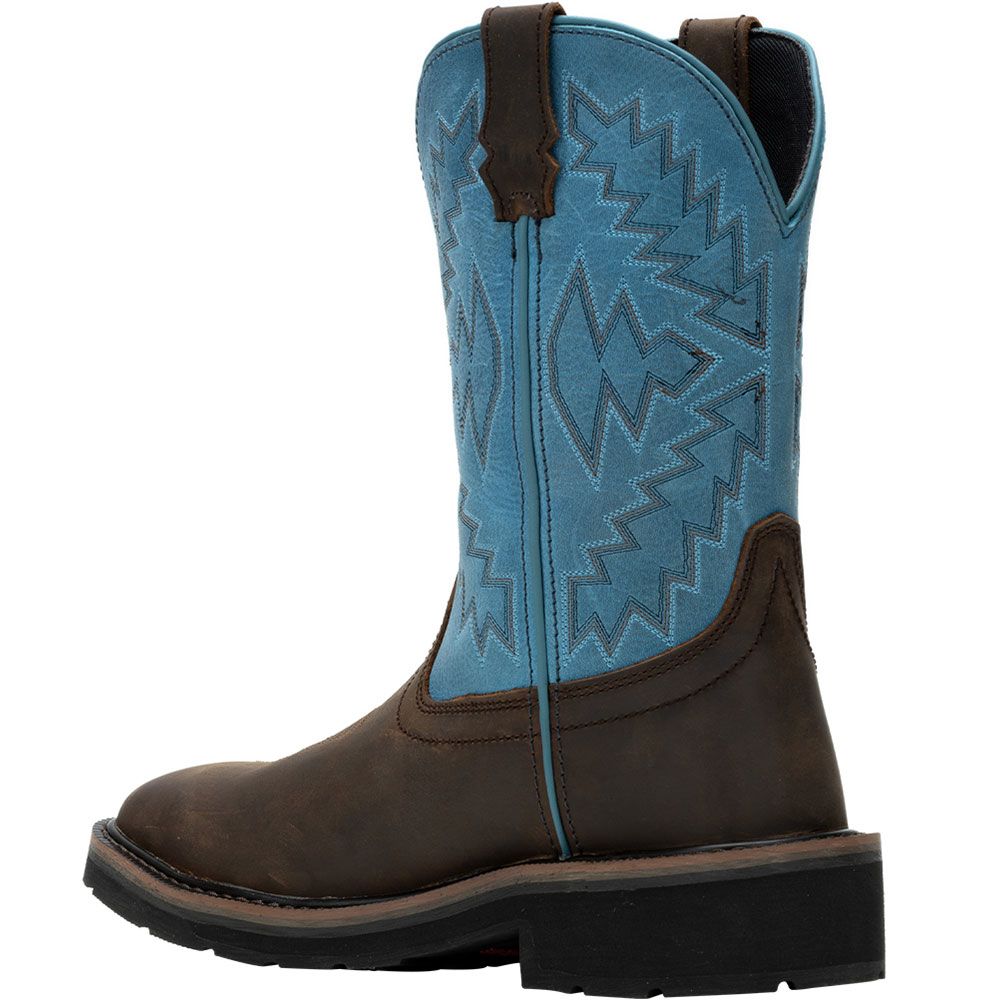 Wolverine Rancher Arrow Safety Toe Work Boots - Womens Blue Back View