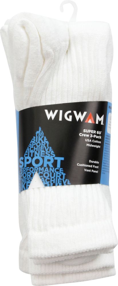 Wigwam Super 60 Crew 3pk Socks - Mens White View 2