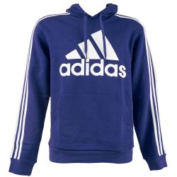 Adidas Big Logo 3 Stripe Fleece Hooded Sweatshirt - Mens