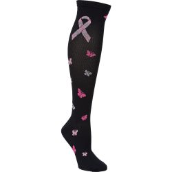Nurse Mates Pink Ribbon Butterfly Compression Socks