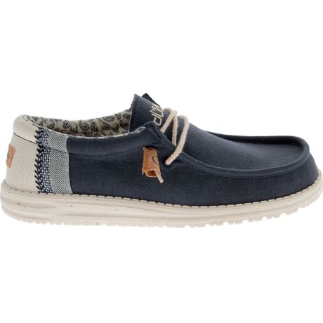 Hey Dude Wally Linen Natural Navy Lace Up Casual Shoes - Mens