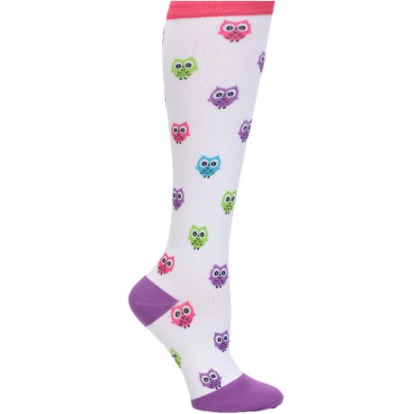 Nurse Mates White With Owls Wide C Socks